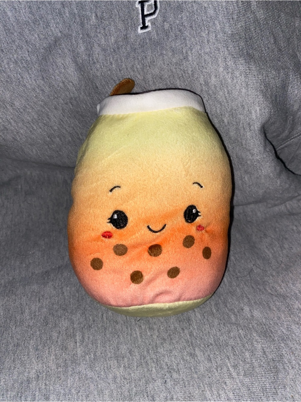 Plush Bubble Tea Decorative Pillow - Peach Gradient